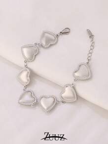 1 pièce Bracelet en acier inoxydable en forme de cœur à la mode pour femmes, bracelet à chaîne, bijou féminin, accessoire quotidien, cadeau