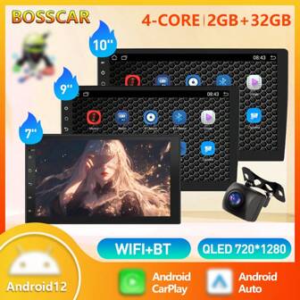 BOSSCAR Android 12 Car Radio 7/9/10 Inch 2 Din IPS/QLED Car Audio Android Auto Carplay GPS Automotive Multimedia Player Car Intelligent Systems