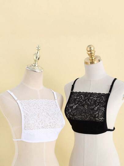 1pc Sexy Lace Breast Petals Bra Boosters,Soft Polyester Woven Anti-Exposure Chest Pad Inserts With Adjustable Strap For Low-Cut Tops, Dresses, And Swimsuits,Comfortable, Breathable, And Invisible Undergarment Cover