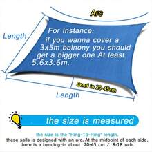 1pc Rectangular Waterproof Sunshade Sail, Curved Edge Design, 90% UV Protection, Heavy-Duty Sunshade Canopy Suitable For Yard, Balcony, Patio, Backyard, Frontyard, Courtyard, Gazebo, Blocks UV Rays, Large Coverage Sunshade Cloth For Beach, Patio And Garden Tent - Multicolor - View 12