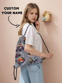 1 szt. Plecak ze ściągaczem z nadrukiem imienia, można dostosować do własnego, unikalnego projektu, odpowiedni dla dzieci i nastolatków, nadrukuj własne imię lub podaruj jako prezent, aby wydrukować imię rodzeństwa lub kolegów z klasy, wielofunkcyjny, ozdobny, z literą, stylowy, nowoczesny, kolorowy, uroczy, uroczy, swobodny, niestandardowy, spersonalizowany, wyjątkowy, spersonalizowany, idealny prezent dla niego, idealny prezent dla niej
