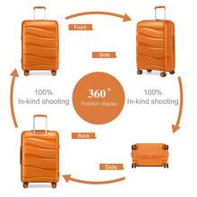 4-Piece Suitcase Set 14/20/24/28 Inches, Cosmetic Case, Hand Luggage & Check-In Suitcase Made Of PP With TSA Lock, 4 Wheels, Lightweight, Quiet, Hard Shell, Ideal For Travel, Vacation, Study, Dorm Life And As A Gift For Men And Women - 橘色 - 查看 3
