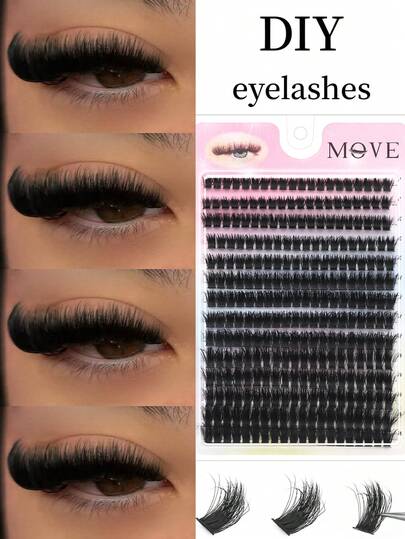 280pcs 80D Bulk Lashes, 8-16mm Mixed Length, DD Curl, Glamorous Charm Eyes, 3D Russian Cat Eye Style Extension, Lightweight Fluffy False Eyelashes, Soft & Comfortable Wear, Suitable For Beginners, Reusable, DIY Time-Saving, Holiday Giftlash Clusters,Eyelash Clusters,Individual Eyelashes,Lashes,Fake Lashes