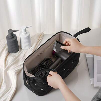 1pc 3D Bow-Knot Shaped Hair Dryer Storage Bag, Multi-Function Curling Iron Organizer Bag, Hair Dryer Accessories Portable Travel Pouch, Lipstick Makeup Brush Skincare Organizer Bag, Cosmetic Storage Bag