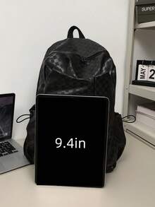 Fashionable Minimalist Black Plaid Functional Backpack For Women - Multicolor - View 6