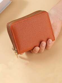Cute & Fashionable Geometric Patchwork Women Wallet, Mini Wallet, Small Wallet - Brown - View 2