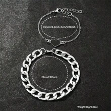 4 Stücke Paar Uhr-Set mit silbernem Edelstahlarmband, moderner lässiger Stil + Armband, kann ein wichtiges Geschenk zu Feiertagen sein