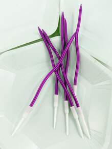 6pcs/12pcs Purple Wavy Candles For Birthday Party Cake Decorations