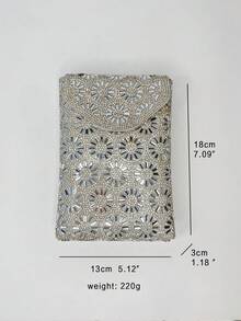 Sparkling, Glittering, Luxurious Diamond Decorated Evening Clutch Bag, Suitable For Balls, Phones, Wallets, Business Casual, Commuting, Outdoor, Venues, Holidays, For Women, Office Ladies, Diamond Bag, Pearl Bag, Suitable For Party Girls, Women, Brides, Perfect For Parties, Weddings, Balls, Galas/Banquets - Silver - View 11