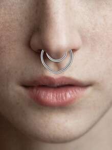 4 pièces Style punk Faux piercing Faux anneau de nez Septum sans perçage Pince à nez Rock HipHoop Bijou de corps en acier inoxydable de mode