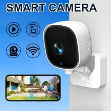 Telecamera di sicurezza intelligente, Wi-Fi 2,4 GHz, visione notturna a colori, audio bidirezionale, rilevamento del movimento, videosorveglianza interna/esterna 480p, montaggio a parete, alimentata USB, archiviazione su scheda TF/cloud, ideale per casa, animali domestici, regali di Natale
