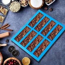 1pc Silicone Granola Bar Mold, Candy Bar Mold, Rectangle Protein Bar Mold, For Baking Chocolate Bars, Cereal Bars, Cheesecake, Brownies