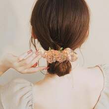 Local Delivery -Floral Headbands, Sparkly Bead Ponytail Holders, Large Stretchy Elastic Hair Ties, Glitter Flower Hair Scrunchies For Women, Women'S Shimmering Flower Hair Tie 3 Packs Fancy Decorative Accessories For Thick Hair, - 3pcs - View 3