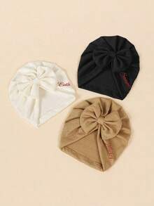 1pc Customized Children's Headband With Embroidered Name, Personalized Elastic Baby Headbands, Wide Baby Headbands With Embroidered Pattern, Elastic Beanie Hat, Baby Photography Props, Newborn Gift - Multicolor - View 2