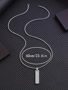 1pc Minimalist Stainless Steel Solid Rectangular Geometry Pendant Necklace For Men, Couple Jewelry - Multicolor - View 10