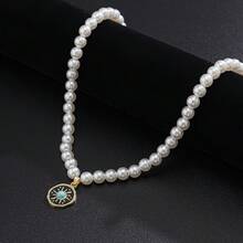 1件欧美跨境珠宝，男士极简时尚仿珍珠项链，小众百搭嘻哈太阳吊坠项链 - 仿珍珠項鍊 - 查看 3