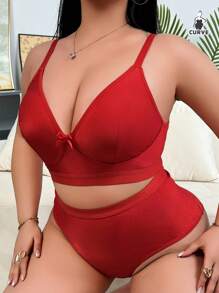 Set de 2 sujetadores inalámbricos unicolor para mujer, lencería cómoda con moño en talla grande