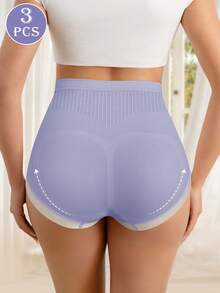 MIOTAN 3 件套女士高腰内裤，无缝撞色内裤，柔软舒适