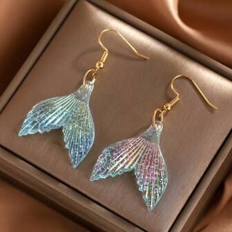 彩虹色美人鱼尾巴耳环，优雅的设计，美人鱼尾巴耳环，适合日常佩戴和度假，海滩度假，节日礼物，母亲节礼物，四季皆宜