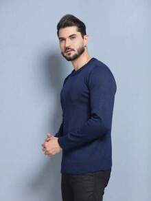 Sueter tricot masculino casaco blusa de frio gola redonda manga longa blusa de Lã