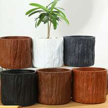1 szt. Sztuczna żywica z drewna, duża/mała doniczka z tworzywa sztucznego, doniczka na sukulenty, doniczka na patio/wewnątrz, minimalistyczna dekoracyjna, mała doniczka z kwiatami, odporna na przewrócenie i stłuczenie