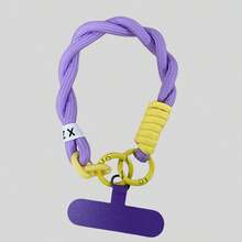 1pc Braided Short Lanyard Chain With Anti-Pull Pad, Compatible With Any Phone Case