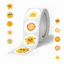 500 片阳光贴纸卷 趣味贴纸 UV 贴纸 阳光装饰 自然贴纸 太阳贴纸 卡通贴纸 乙烯基防水 适用于笔记本电脑、手机、汽车、滑板、水瓶、剪贴簿、电脑日记