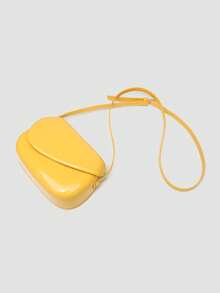 1 pieza Bolso bandolera cuadrado para mujeres en unicolor de PU brillante, adecuado para uso diario