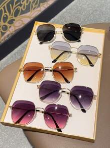 5 件女士方形框架简约时尚多色夏季多巴胺配饰套装眼镜，轻巧舒适，适合日常休闲，适合派对、节日、礼物