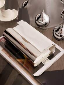 1pc Light Luxury Style Super Mirror Stainless Steel Tissue Box, Home Living Room Creative Paper Box, Desktop Tissue Box - Silver - View 5