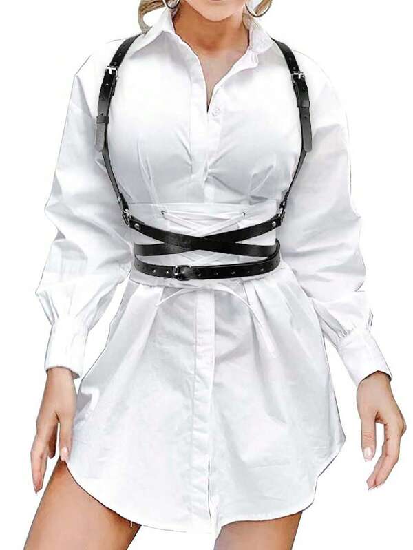 Leather Lingerie Chest Strap Woman Binding Body Strap Fashion Gothic Belt Sling Female Fetish Costume Accessories