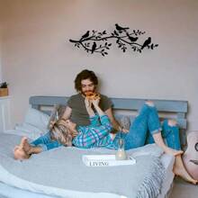 [Rustic Metal Bird Wall Art] Original Graphic Black Bird Branch Sculpture - Rustic Metal Bird Wall Art For Farmhouse Style Wall Decor