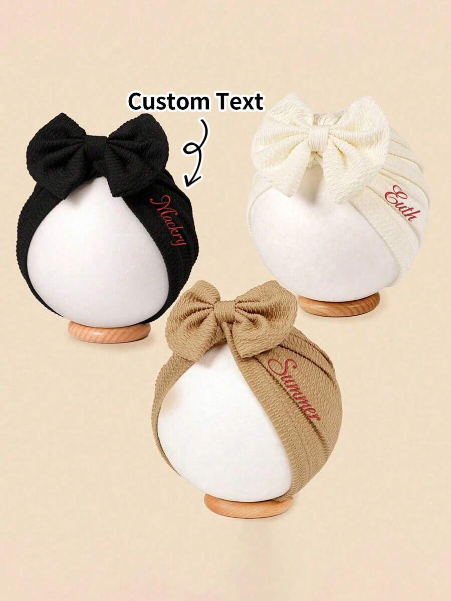 1pc Customized Children's Headband With Embroidered Name, Personalized Elastic Baby Headbands, Wide Baby Headbands With Embroidered Pattern, Elastic Beanie Hat, Baby Photography Props, Newborn Gift - Multicolor - View 1