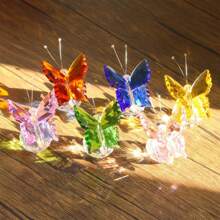 1pc Artificial Crystal Butterfly Decor - Elegant Home Decor, Valentine's Day & Christmas Gift, Safe For 24+ Months, Vivid Colors, High-Quality Polypropylene Fiber, Great For Shelves, Tables & Fireplaces