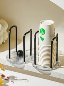 1pc Transparent Acrylic Disposable Cup Holder/Organizer