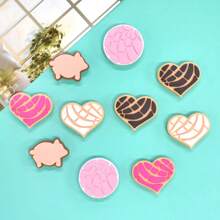 Set de 10 piezas de cuentas focales de pan mexicano con forma de corazón concha para manualidades y decoración de bolígrafos de plástico