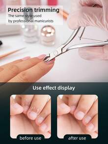 LRIS 1 件银色日式角质层钳，带死皮去除器和角质层推杆，不锈钢指甲刀，专业品质角质层修剪器，极其锋利的美发工具