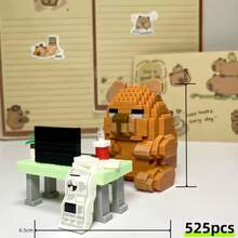 新款 Capybara 拼装积木笔筒，创意组装，可用作桌面装饰和笔筒，合理的节日礼物，适合返校、桌面办公和学习用品 - 彩色 - 查看 9