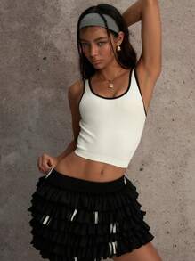 PinkTip "White Bralette With Black Trim Yoga & Fitness UltraThin Seamless 4Way Stretch Support Lightweight & Breathable"