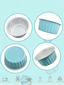 10pcs Mini Aluminum Foil Baking Cups With Lids, Caramel Pudding Paper Cups, Cake Molds Suitable For Party, Gifts, Birthday