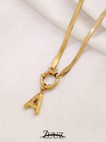 1 chiếc dây chuyền chữ 3D bằng thép không gỉ thời trang dễ thương (26 chữ cái), mặt dây chuyền chữ cái viết hoa, quà tặng trang sức cho phụ nữ - vòng cổ - Xem 10