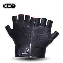 1 Paio di guanti unisex per fitness, guanti sportivi estivi senza dita con supporto allungato per i polsi per sollevamento pesi, trazioni, antiscivolo, palestra