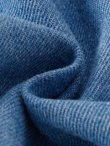 Sukienka letnia dla dziewczynki z dżinsu z uroczymi bufiastymi rękawami i kwiatowym wzorem kołnierzyka z koronki