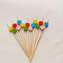100/200 pièces Pics à cocktail en forme de cœur en bambou - Cure-dents jetables pour fruits et amuse-gueules, convient pour les mariages, les fêtes et les célébrations