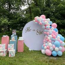 15/30/60个10英寸粉色、蓝色、白色气球，粉色和蓝色性别揭示派对装饰适合男孩或女孩婴儿洗礼、生日、婚礼、周年纪念