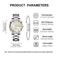 Reloj de cuarzo de lujo de marca superior para hombres, con calendario, correa de acero inoxidable, diseño deportivo y de negocios casual, esfera redonda con números romanos, un regalo perfecto para fiestas, bodas, vacaciones en la playa y para parejas