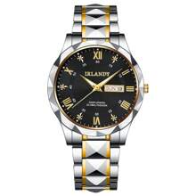 Reloj de cuarzo de lujo de marca superior para hombres, con calendario, correa de acero inoxidable, diseño deportivo y de negocios casual, esfera redonda con números romanos, un regalo perfecto para fiestas, bodas, vacaciones en la playa y para parejas