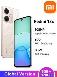 Xiaomi Redmi 13x Smartphone 6GB+128GB Global Version Helio G91-Ultra Processor 6.79" FHD+ DotDisplay Up To 90Hz Refresh Rate 108MP Super-Clear Main Camera 5030mAh (Typ) Supports 33W Fast Charging 3.5mm Headphone Jack Xiaomi HyperOS