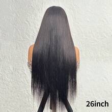 30 Inch 13x6 Lace Front Wigs Blended Human Hair 200 Density Straight HD Lace Front Wigs Fiber Mix Human Hair Straight Glueless Wigs Human Hair Mixed Pre Plucked 13x6 HD Frontal Human Hair Lace Front Wigs For Women(Bob Wig 6-14inch) - Black - View 8