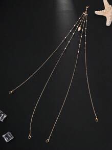 1 peça de corrente metálica sexy para biquíni com decoração de pérolas falsas na cintura, joia para festa em boate